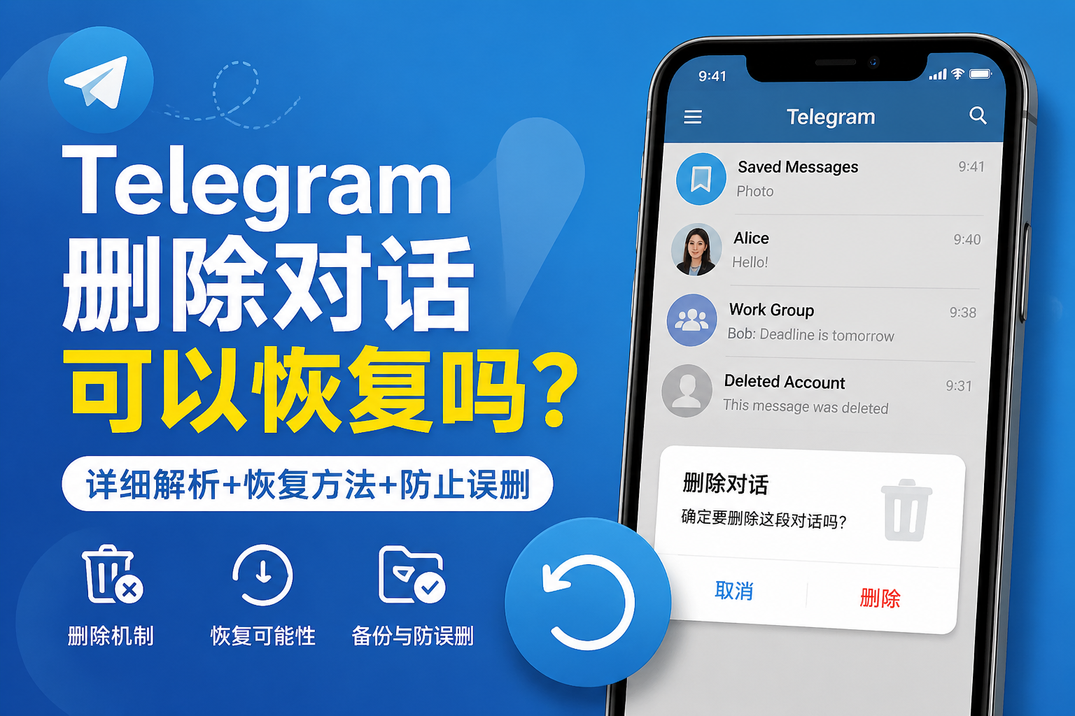 Telegram刪除的對話是否能恢復？